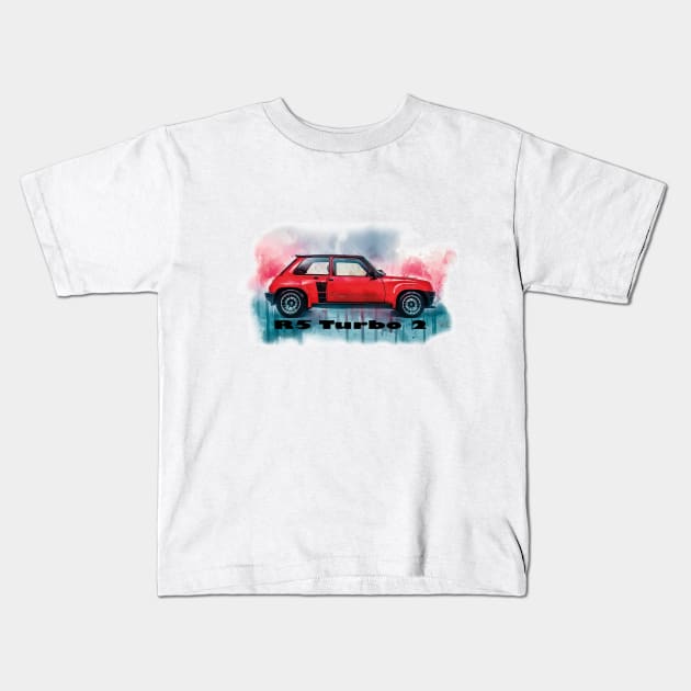 Renault 5 Turbo 2 Splash Art Kids T-Shirt by AaaahEeeekStudio